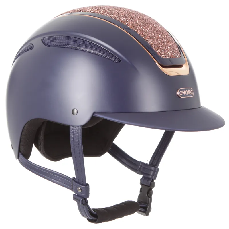 Callisto Classic Peak Navy/Rose Gold Riding Helmet-2